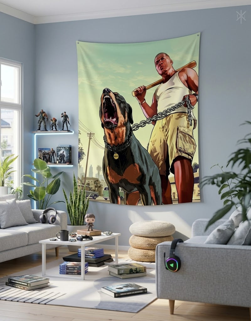 Franklin with Dog BackDrop Tapestry