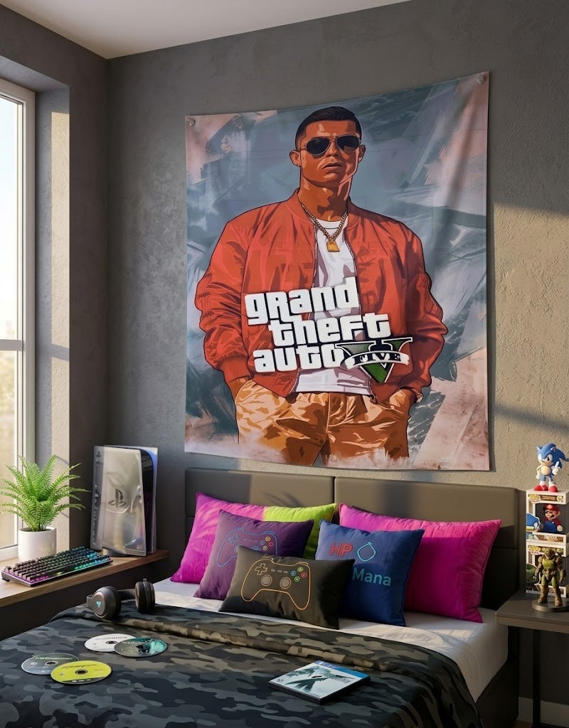 Ronaldo GTA V BackDrop Tapestry